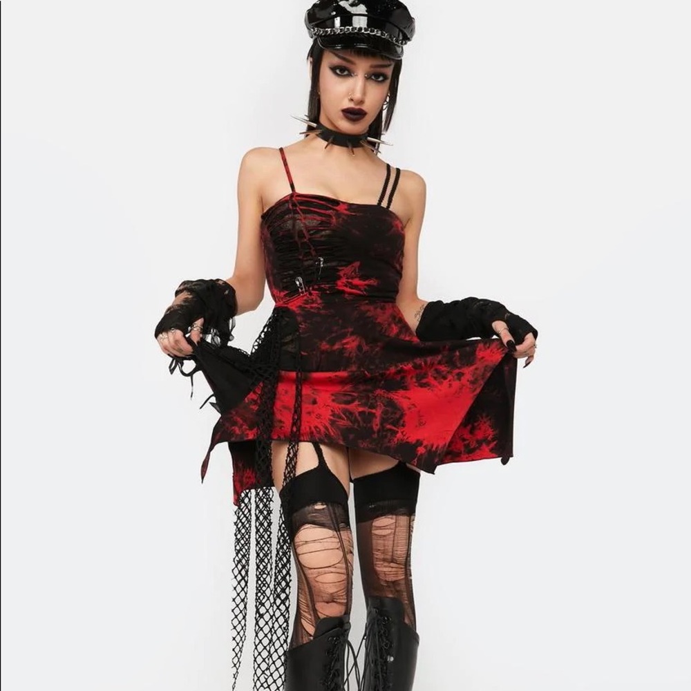 NO LONGER FOR SALE! Dark In Love Punk Rock Strap Mini Dress from Dolls Kill, NWT